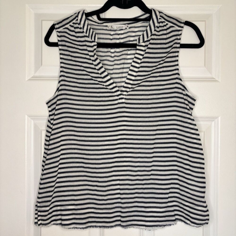 Carve Designs, Organic Cotton, Striped Tank Raw Ham Women’s Small